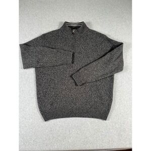 Iceland Mens Wool Blend Quarter Zip Sweater Large Gray Marl Made in Italy